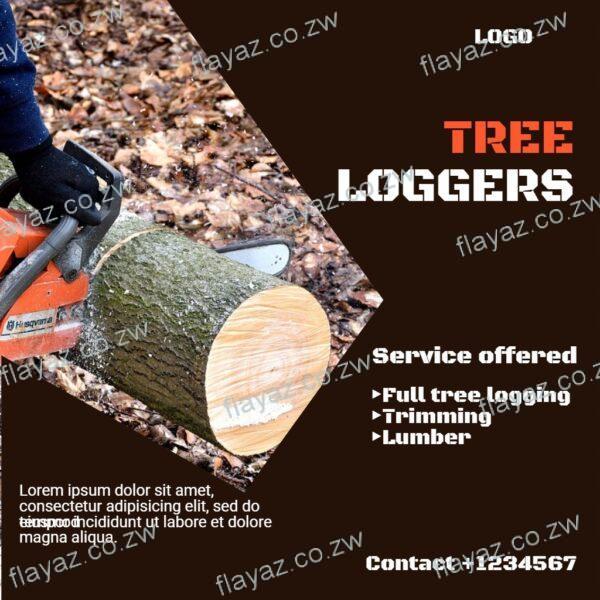 Modern Closeup Tree Cutting & Logging Social Post