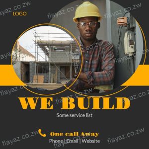 We Build Construction Square Flyer