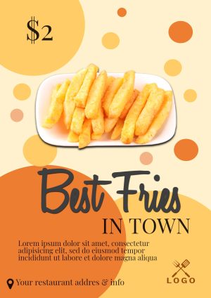 Restaurant Fries Orange Yellow Circles Square