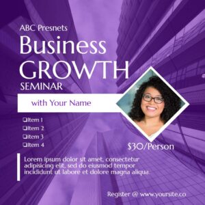 Business Growth Seminar Purple Square
