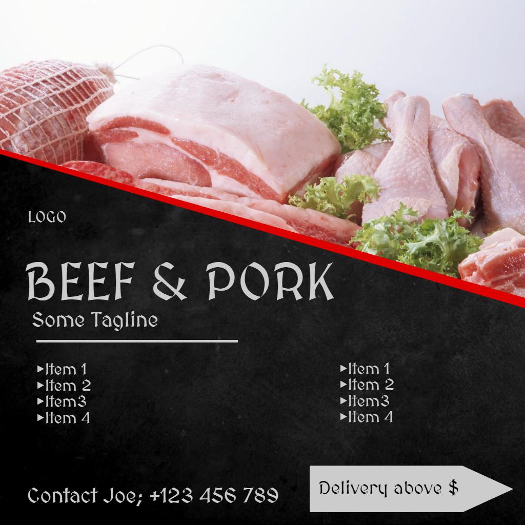 Meat Beef Pork Sale  Black Square