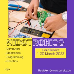 Kids Computer Learning Yellow Purple Square