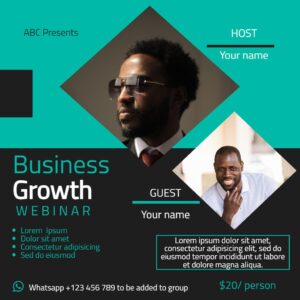 Webinar Business Growth Turquoise Black Square