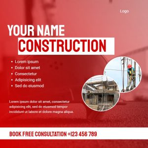 Construction Service Red Overlay Square Facebook Post