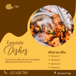 Catering Brown Cream Circular Square Facebook Post