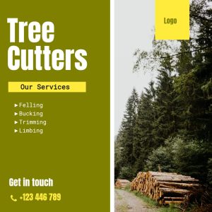 Bold Tree Cutting Services Olive Yellow Facebook Post Flyer