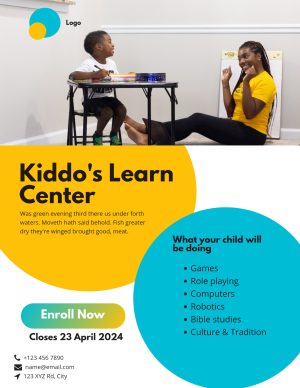 Preschool Blue Gold Flyer Template
