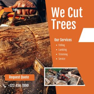 Closeup Tree Cutting Orange Brown Square Facebook Post