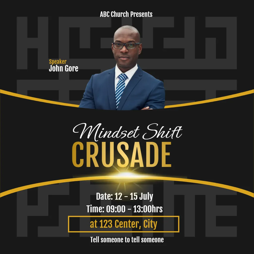 Bold Church Crusade Black Gold with Person Square