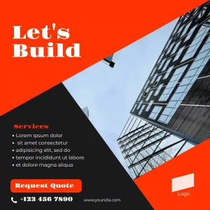 Bold Lets Build Black Orange Red Square