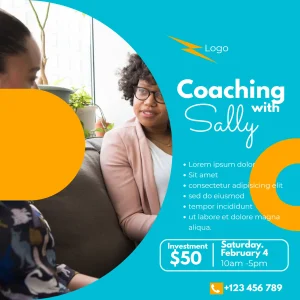 Coaching Program Session Blue Orange Square Facebook Post