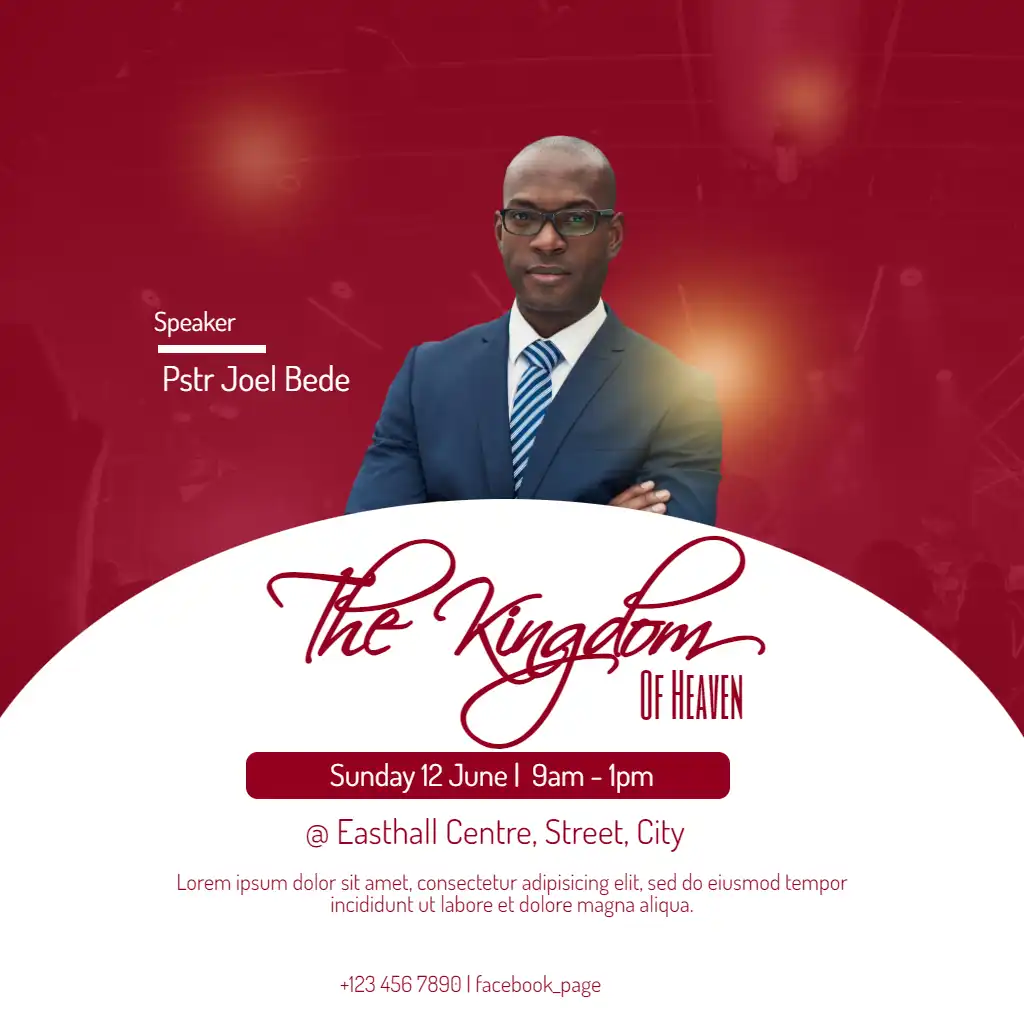 Maroon Church Service with Person Square