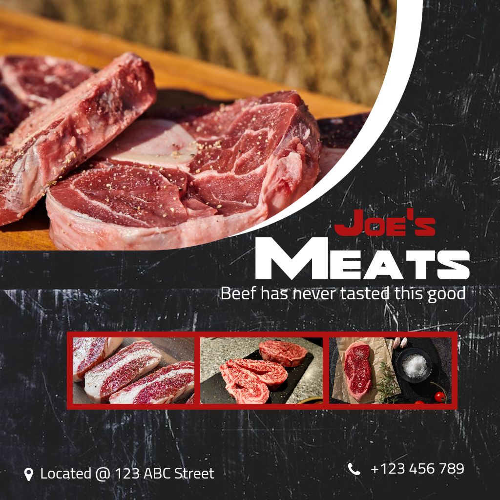 Meat Selling Black Red Square