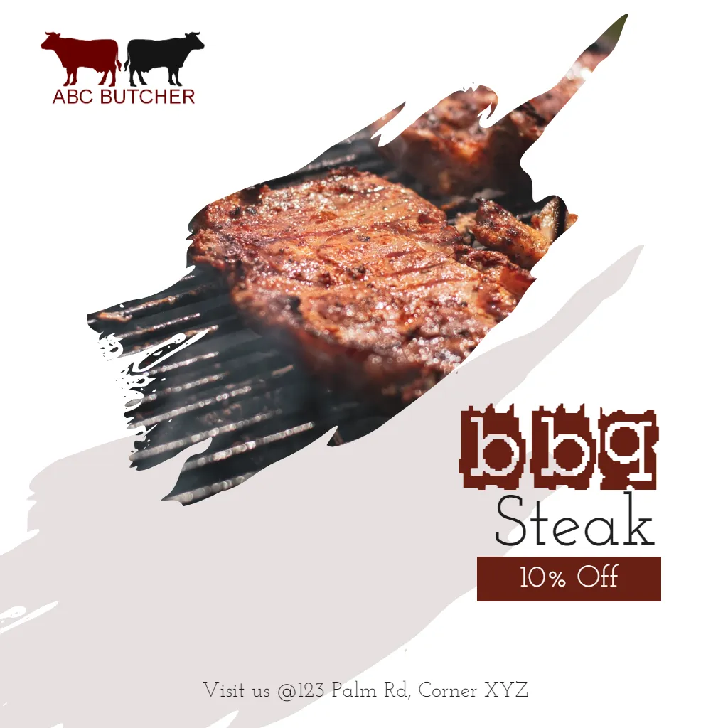BBQ Steak Sale Discount Brown Gunge Square