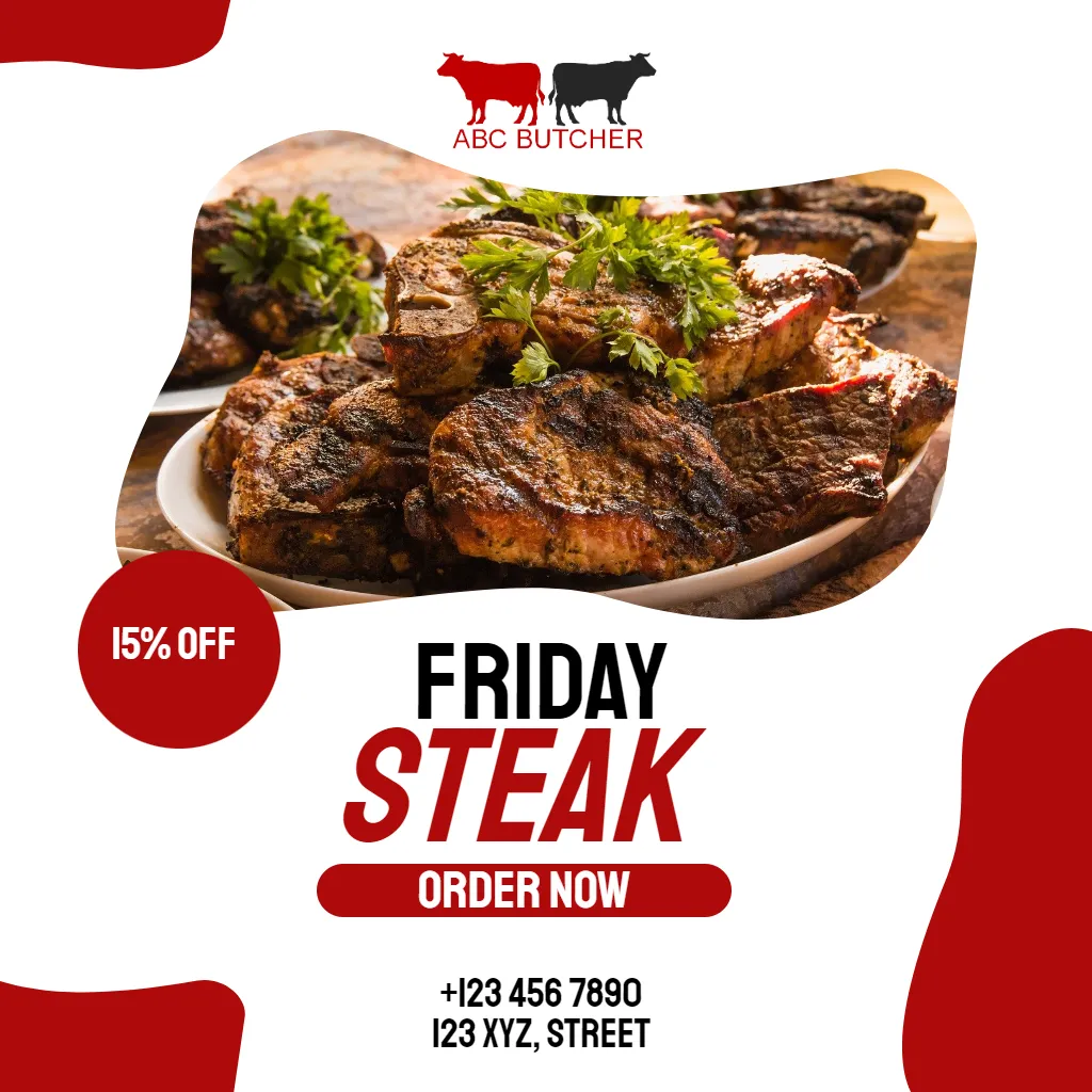 Butcher Sale Promo Discount Bold Red Square