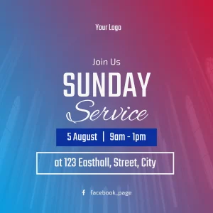 Church Service Blue Red Gradient Overlay Square