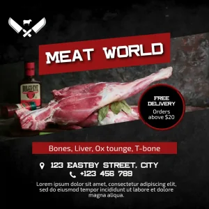 Meat Butcher Dark Red Square