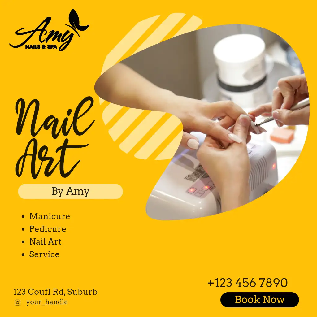 Nail Art Yellow Abstract Square