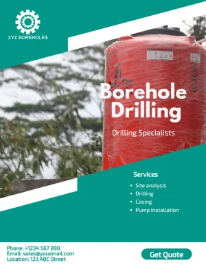 Professional Borehole Drilling Services Teal Flyer