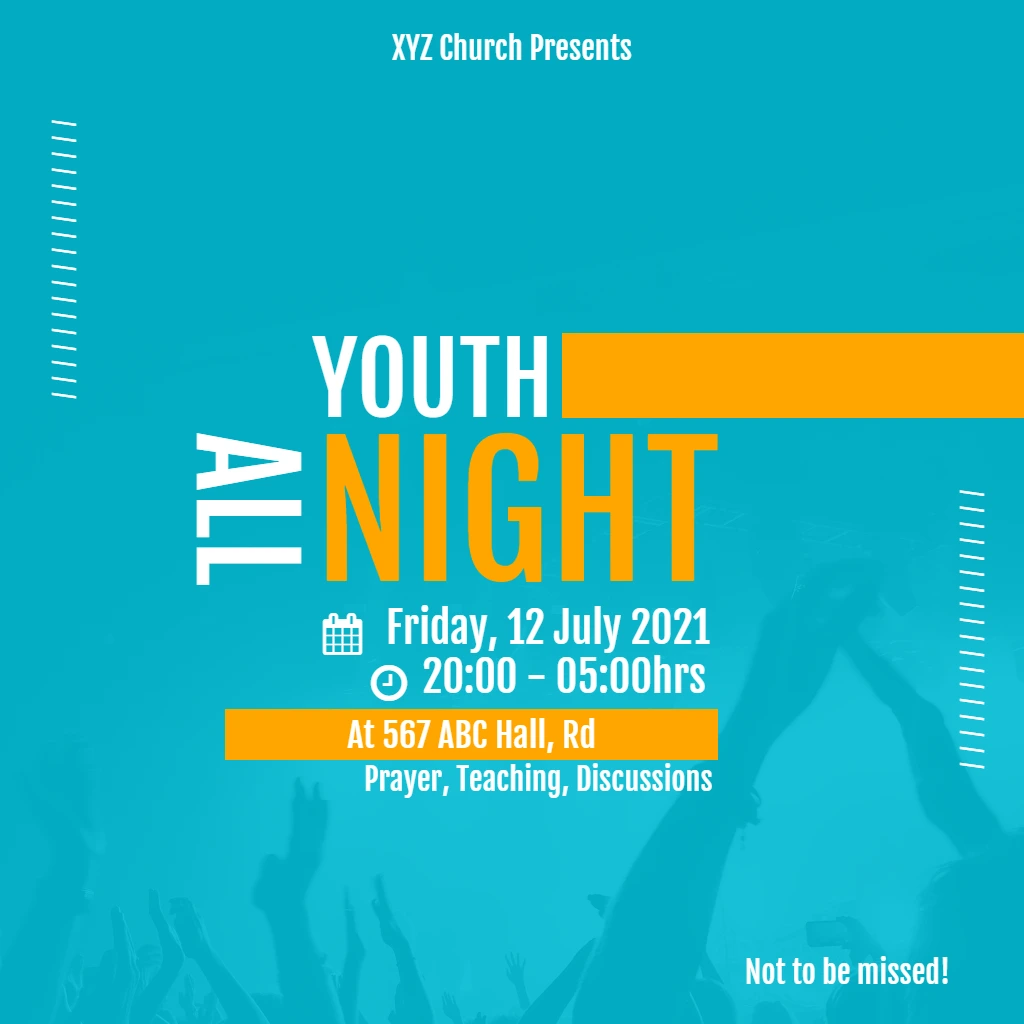 Youth All Night Prayer Bold Blue Orange Square