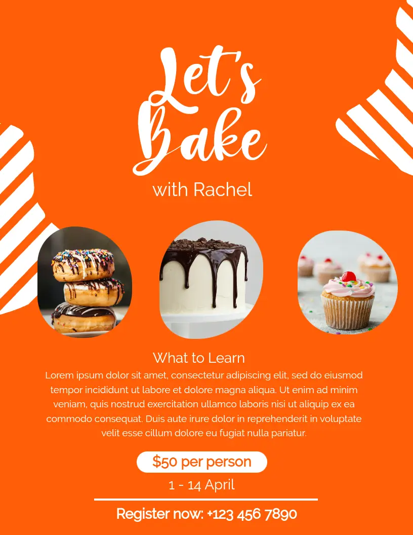 Baking Lessons Orange Circular Flyer