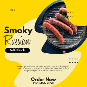 Sausage Sale Curvy Playful Yellow Square