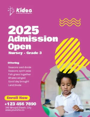 Enrollment Preschool Nursery Pink Yellow Playful Flyer