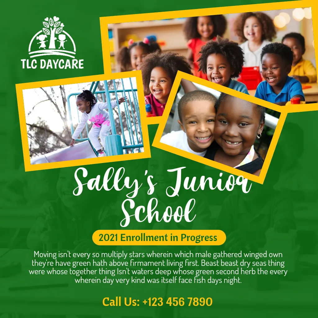 Junior School Enrollment Green Gold Framed Photos Square Flyer