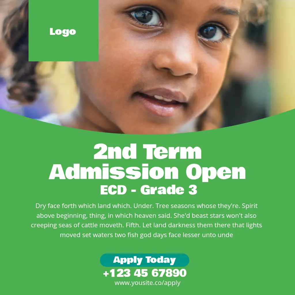Admission Open Green Curvy Minimalist Square Flyer