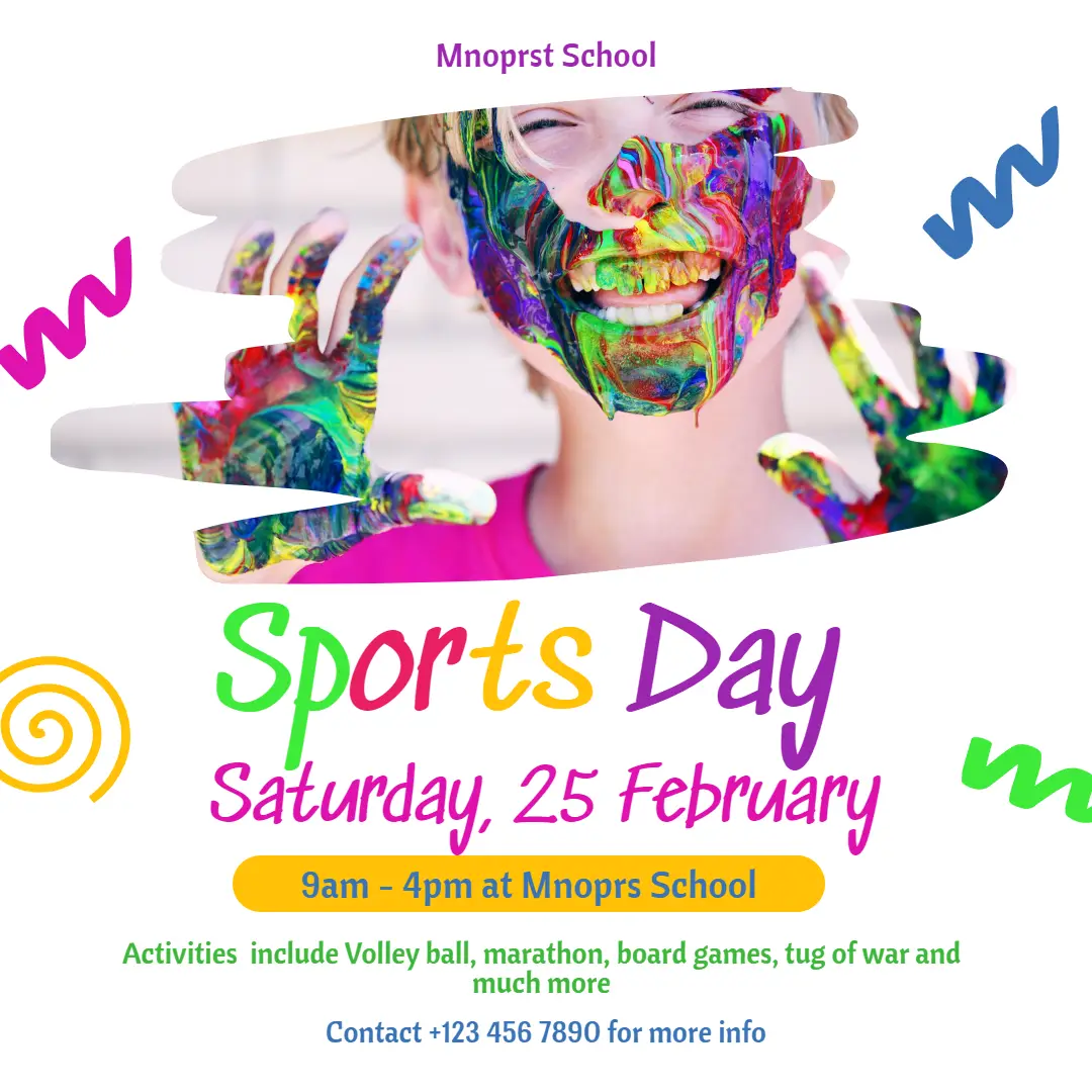 Fun Day School Colourful Playful Square Flyer
