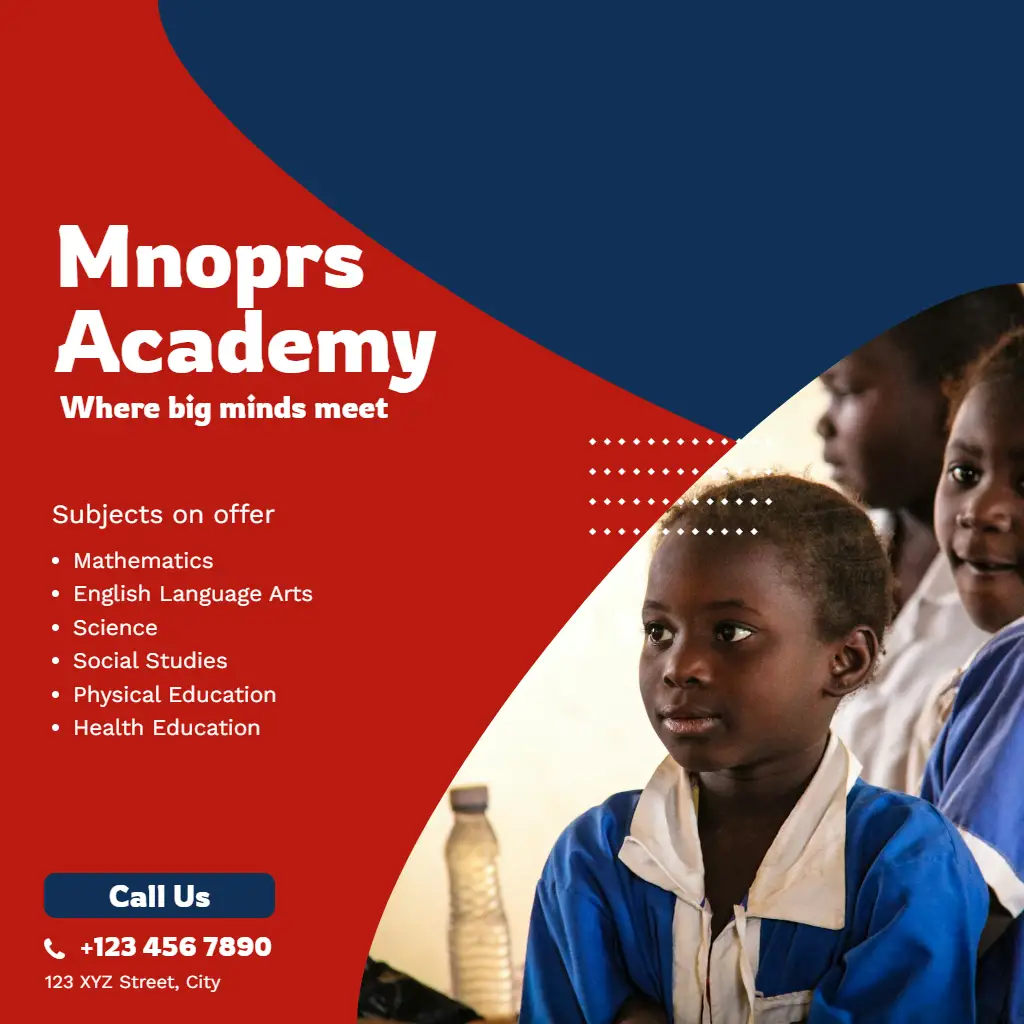 School Advertisement Subjects Red Blue Square Flyerzbms