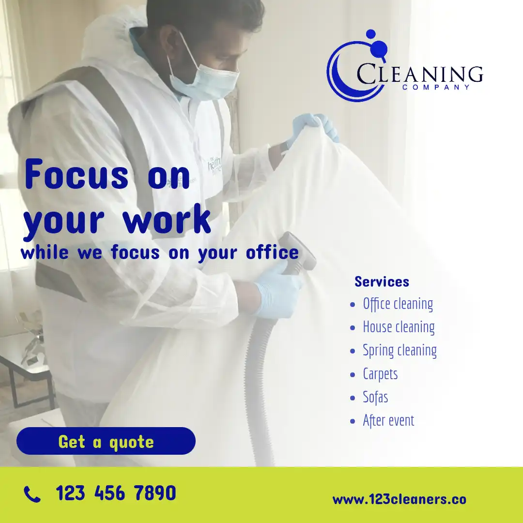 Cleaning services blue green gradient overlay square