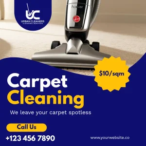 Carpet cleaning navy yellow gold curvy square flyer