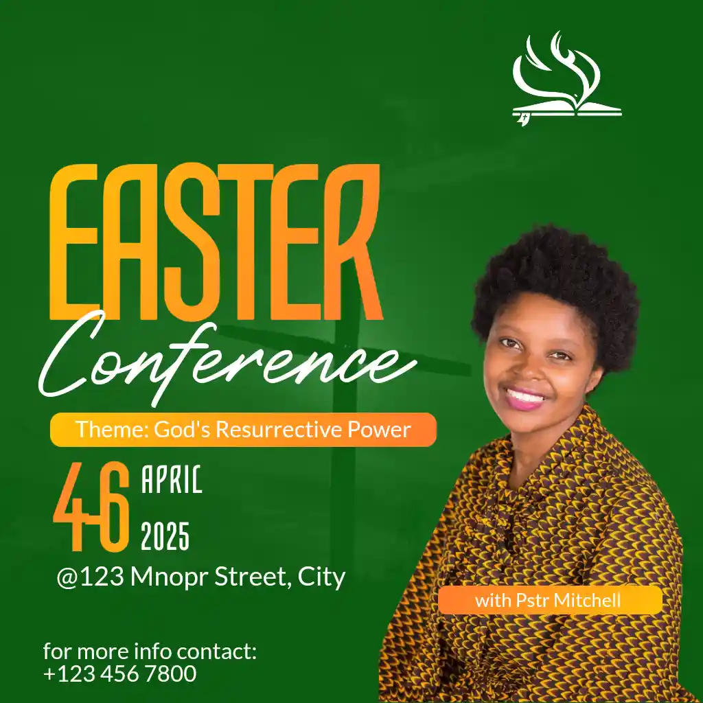 Easter conference green orange gradient overlay square flyer
