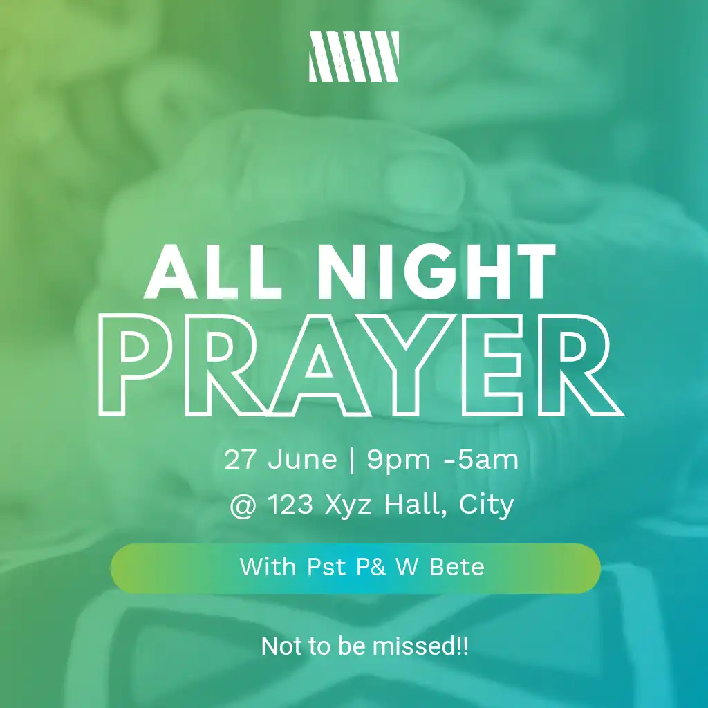 All night prayer green blue gradient overlay square