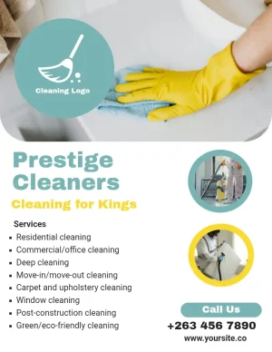Cleaning Flyer Soft & Elegant Blue Yellow