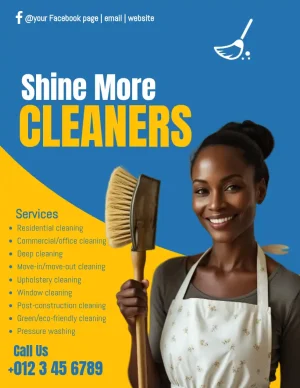 Cleaning Flyer blue yellow gold bold