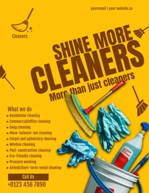 Cleaning Services Flyer Yellow Brown