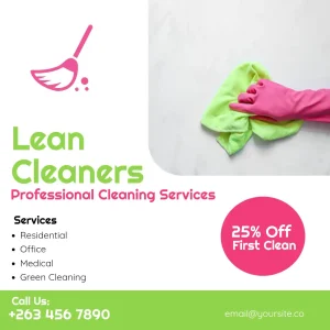 Cleaning Services Square Flyer Soft Green Pink