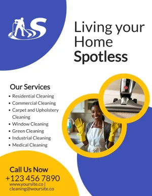 Cleaning Services with Showcase Photo Blue & Yellow Circles