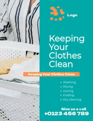 Laundry Services Teal Orange Flyer