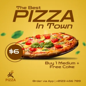 Best Pizza Yellow Brown Flyer Square