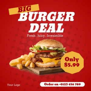 Big burger deal red square flyer