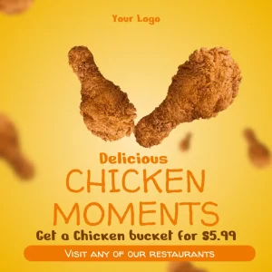 Chicken Bucket Promo Restaurant Yellow Orange Flyer Square