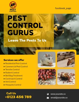 Pest control services yellow gold flyer