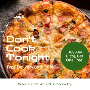 Pizza Flyer Square Full Picture Text Overlay