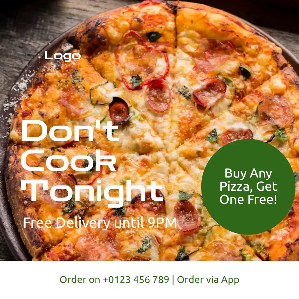 Pizza Flyer Square Full Picture Text Overlay