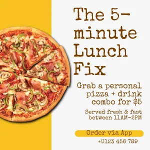 Pizza Gold White Grunge Text Flyer Square