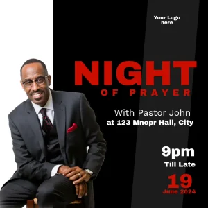 Prayer Night Black Red Flyer Square