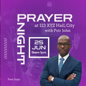 Church Prayer Night Purple Square Flyer